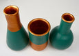 Teal and copper vases in different shapes