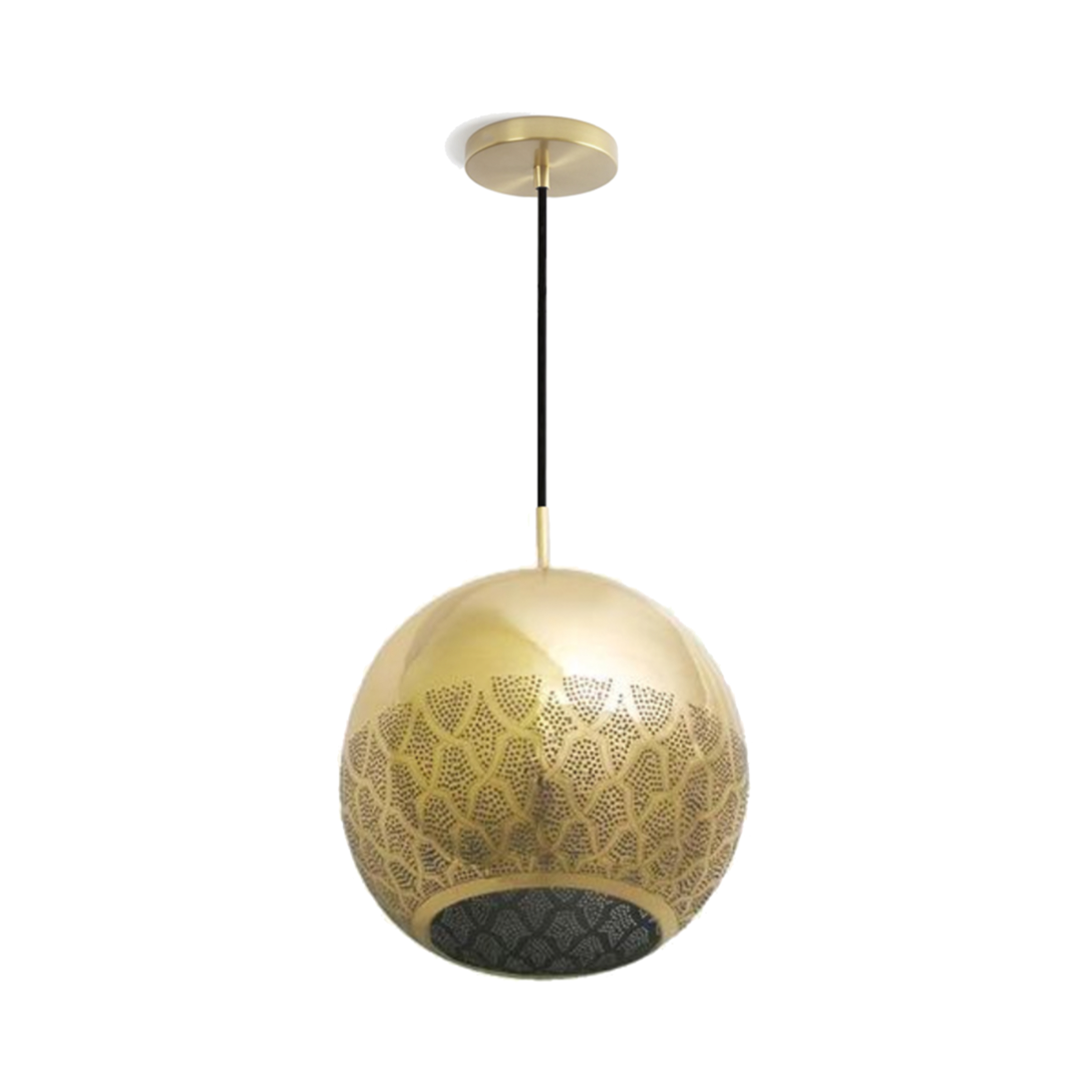 Brass patterned pendant light