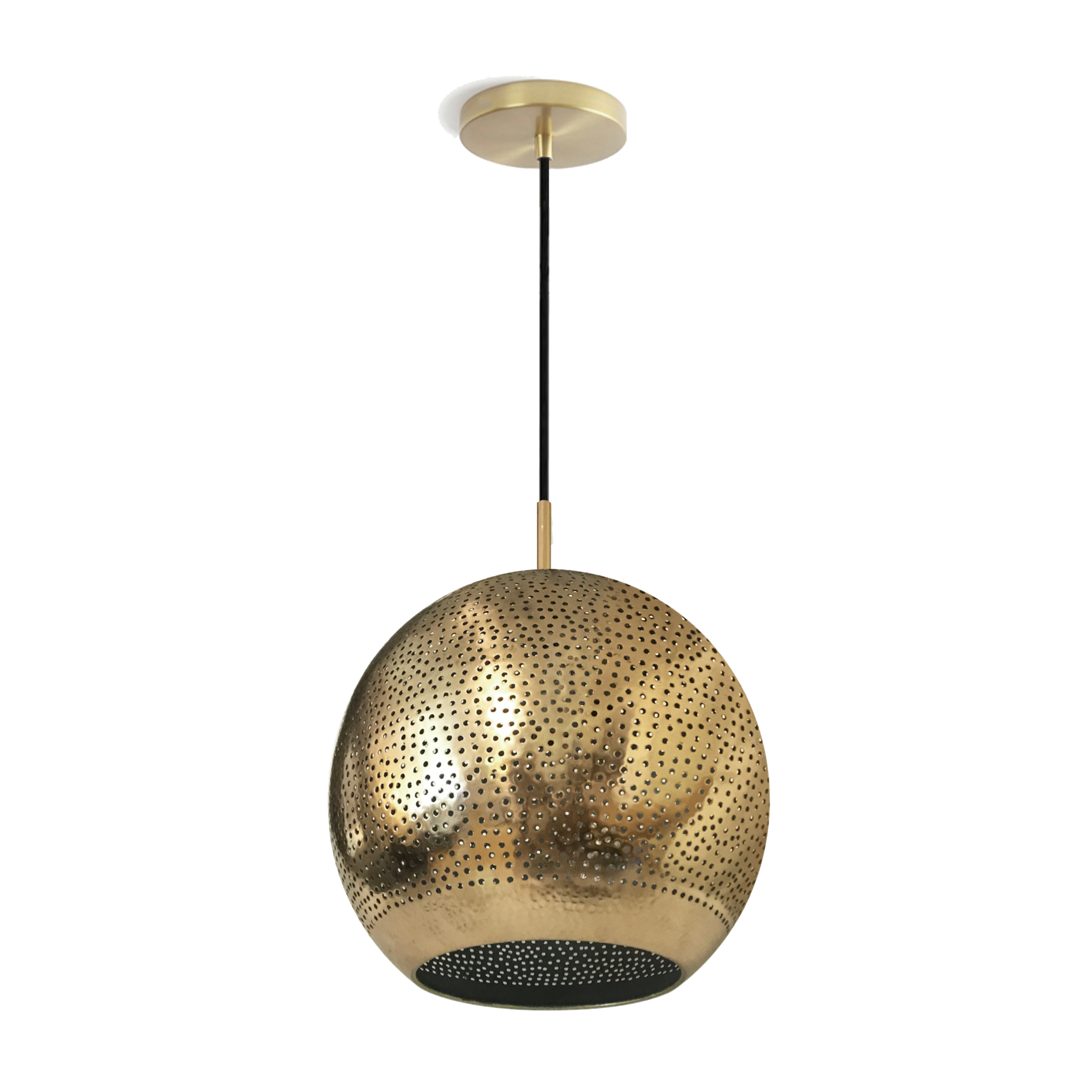 Perforated copper pendant light