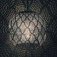 Rounded perforated pendant light with shadows