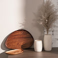 Wooden leaf-shaped trays in a kitchen space