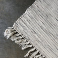 Close up of a black and white textured rug