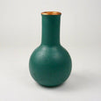Teal cylinder vase with copper accents